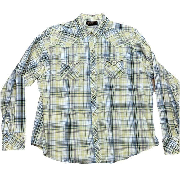Ariat Pearl Snap Button Up Long Sleeve Shirt, Women's XXL, Plaid 2XL - Picture 5 of 8